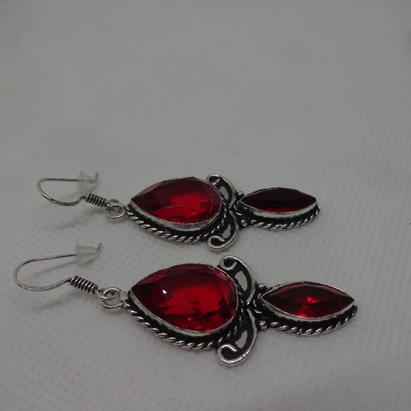 Gorgeous "RUBY" Handmade Sterling Dangle Earrings #240A - Picture 3 of 3